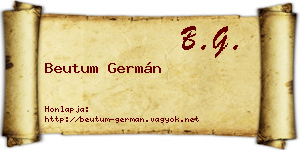 Beutum Germán névjegykártya